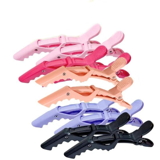 Assorted-color crocodile hair clips set with scissor-grip handles and serrated jaws