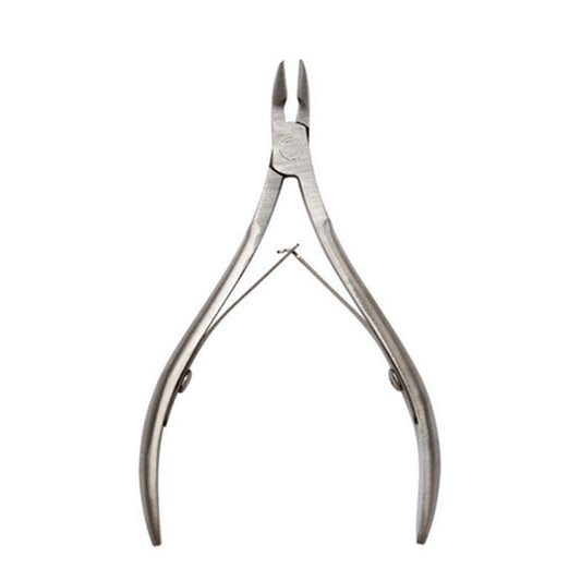 Stainless steel cuticle nipper with hinged handles, silver finish