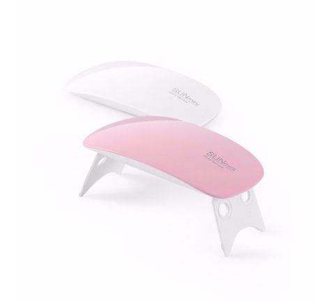 White mini UV LED nail lamp for gel nails, clamshell design with open front