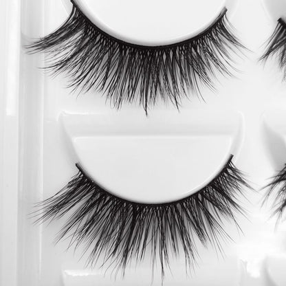 5-pair 3D faux mink false eyelashes G700, black