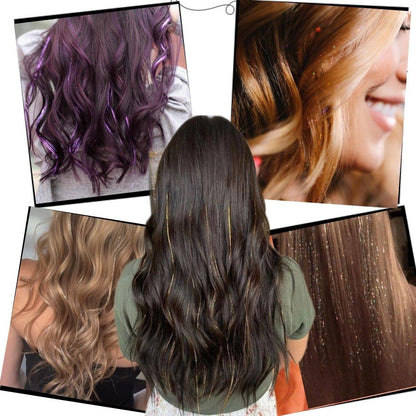 Hair Tinsels Festival Extensions Glitter 12 Piece Clip On Accessory Set 52Cm Long For Christmas And New Year Suitable Women Girls Children (Black)