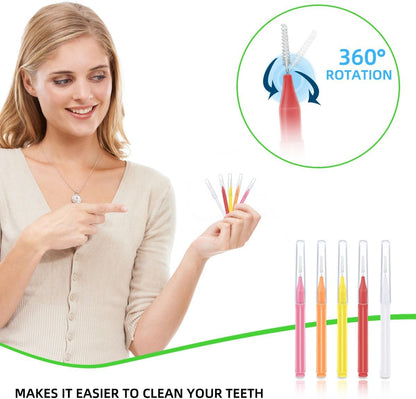 75 Pieces Braces Brush for Tooth Dental Flossing Toothpick Interdental Cleaning Oral Tool Hygiene Bendable Flosser Head Cleaner 5 Colors Floss