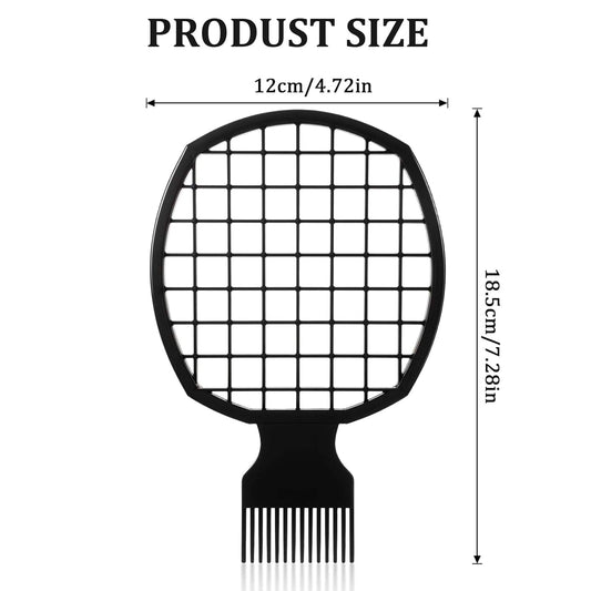 Black dual-sided hair pick comb set with grid back and fine teeth base