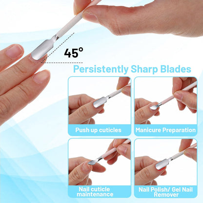 4 Pcs Cuticle Clipper with Single Dual Ended Pusher and Nail File, Stainless Steel Nail Cuticle Trimmer Cutter Extremely Sharp Full Jaw Cuticles Nipper for Women Professional Salon and Home Use
