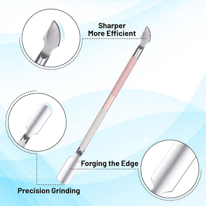 4 Pcs Cuticle Clipper with Single Dual Ended Pusher and Nail File, Stainless Steel Nail Cuticle Trimmer Cutter Extremely Sharp Full Jaw Cuticles Nipper for Women Professional Salon and Home Use