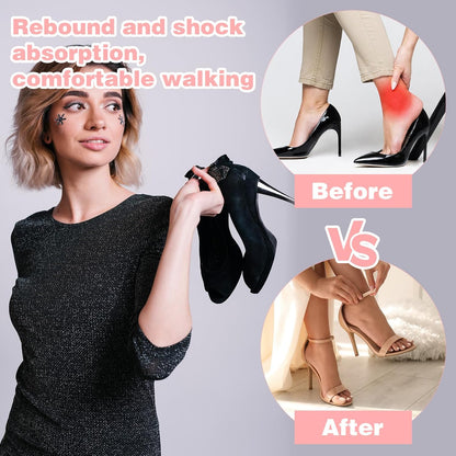 2 Pair Gel High Heel Inserts for Women, 3/4 Length Clear Shoe Inserts for Women, Comfort Pads Non-Skidding Adhesive Shoe Support Cushion Insoles for High Heels for Sandals Flats Boots Pumps