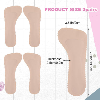 2 Pairs High Heel Comfort Pads, Invisible Self-Adhesive Cushion Insoles Arch Support Weight Shifting Shoe Inserts for Women Comfort Insoles Shoe Pads for Sandals Flats Pump Dress Shoes Boots (Beige)