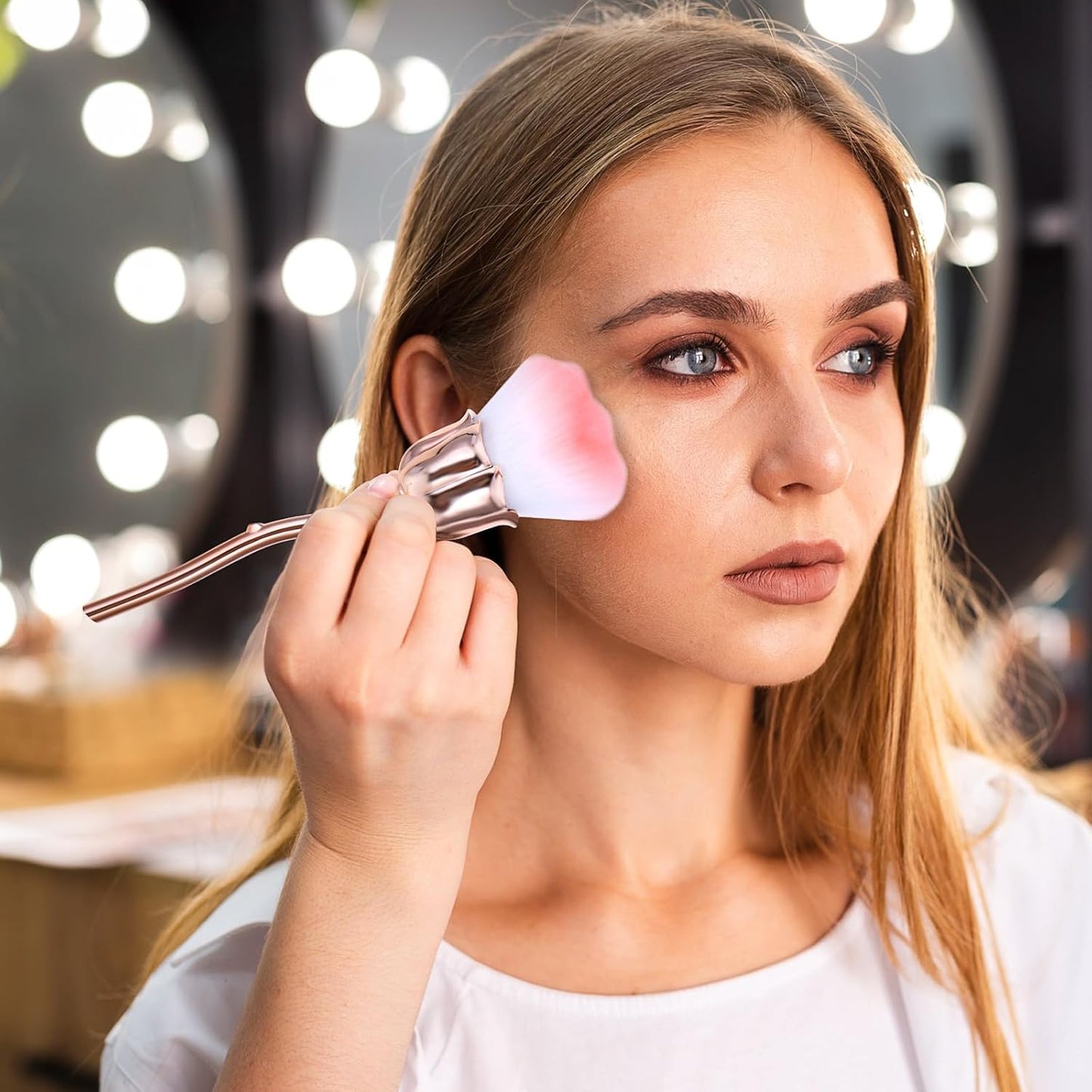 1 PCS Nail Duster Brush Pink Soft Rose Makeup Brushes Acrylic Nail Arts Manicure Dust Cleaner Brush Nails Art Dust Blush Brushes for Nails Trimming Cleaning Salon and Household Use