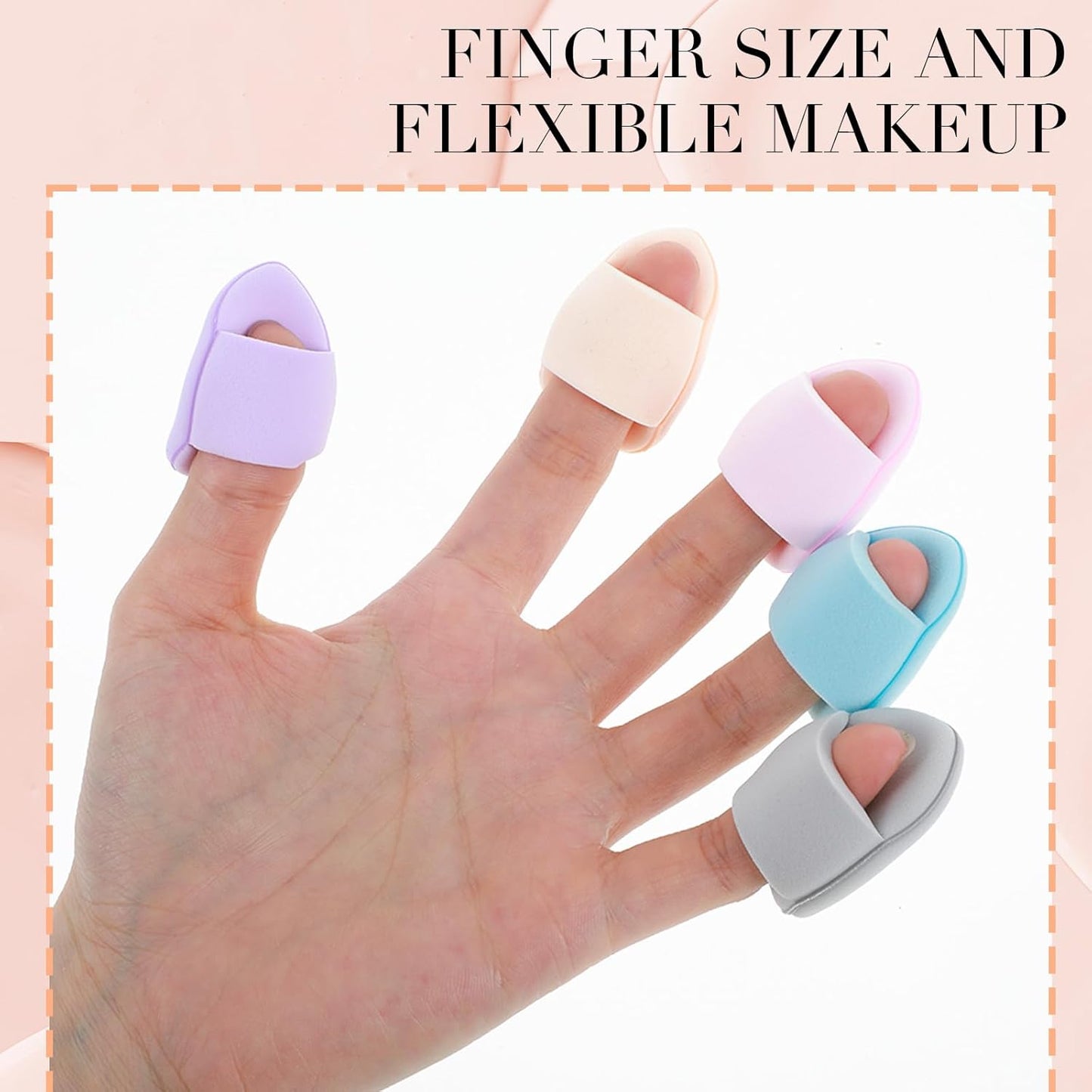 50 Pcs Mini Makeup Sponge Set Mini Finger Puff Puff Reusable Soft Microfiber Small Foundation Cosmetic Finger Soft Puffs Setting for Women for Under Eye Concealer Repair Cream