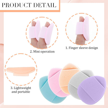 50 Pcs Mini Makeup Sponge Set Mini Finger Puff Puff Reusable Soft Microfiber Small Foundation Cosmetic Finger Soft Puffs Setting for Women for Under Eye Concealer Repair Cream
