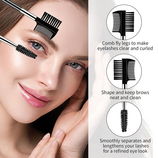 Black eyelash comb and brow brush, spoolie separator with double head