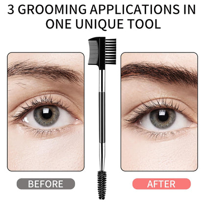 3 PCS Eyelash Shaper Eyelash Comb Separator Double Head Eyebrow Brush Black 3 Head Eyebrow Makeup Tool Different Spoolie Brushes to Separating Lashes Eliminating Mascara Clumps Grooming Brows