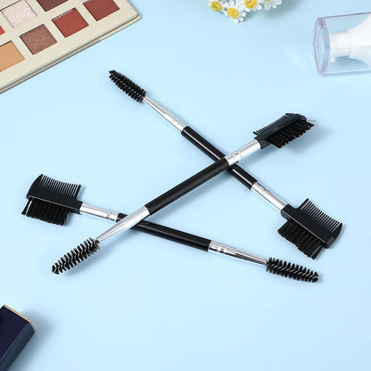 3 PCS Eyelash Shaper Eyelash Comb Separator Double Head Eyebrow Brush Black 3 Head Eyebrow Makeup Tool Different Spoolie Brushes to Separating Lashes Eliminating Mascara Clumps Grooming Brows