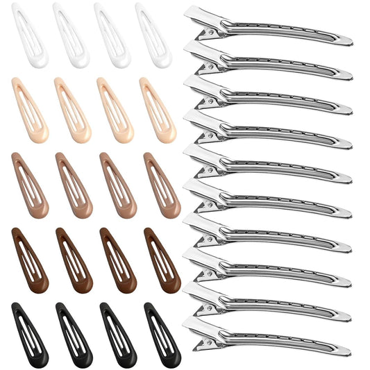 Mixed hair clips and sectioning clips set, assorted snap and alligator styles