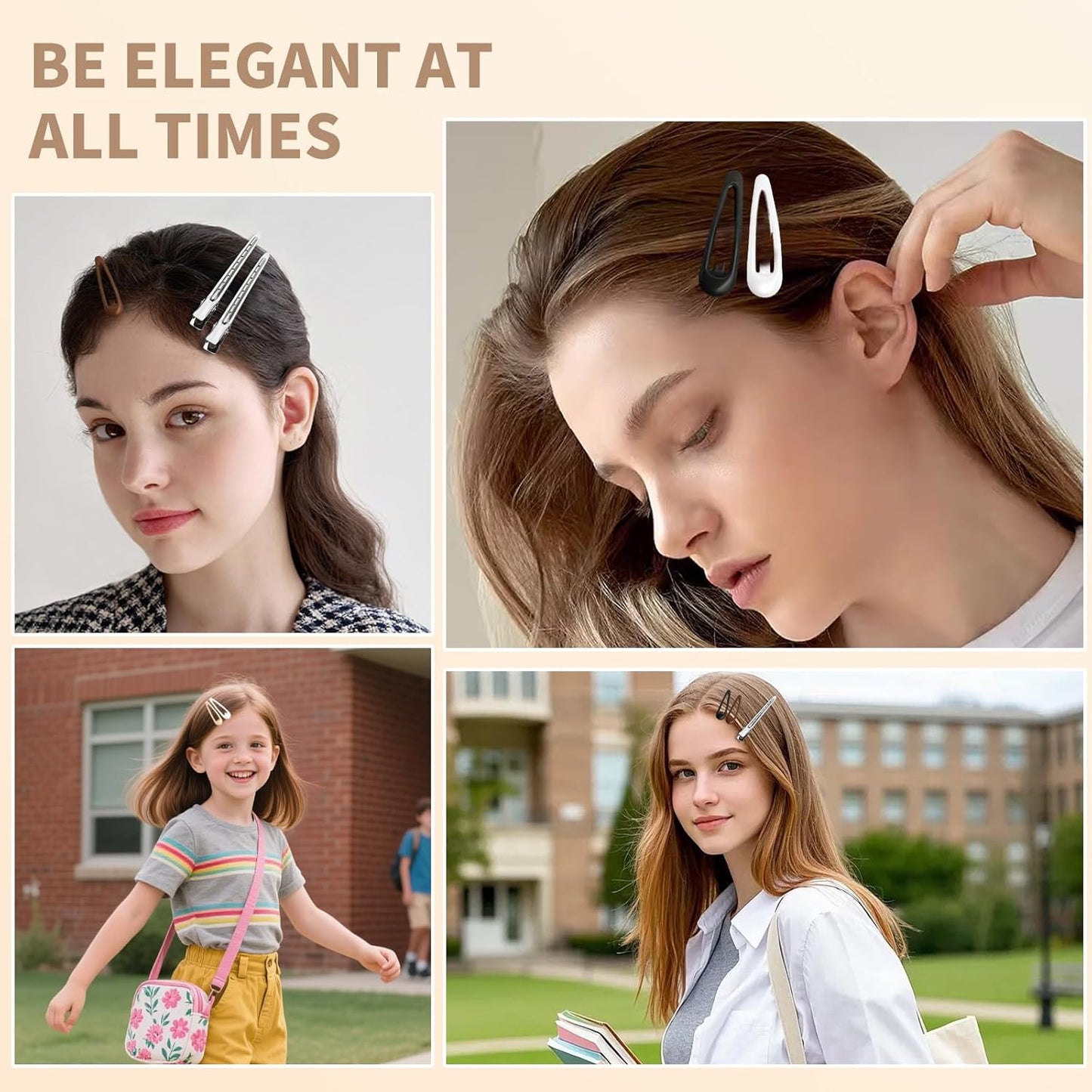 30PCS Hair Clips for Women, Girls & Hair Pins: l Non-Slip 20 Mini 1.89" Snap & 10 Large 3.5" Alligator & Duckbill Sectioning Clips, Salon Styling & Kids Hairstyle Use (Multi-Color)