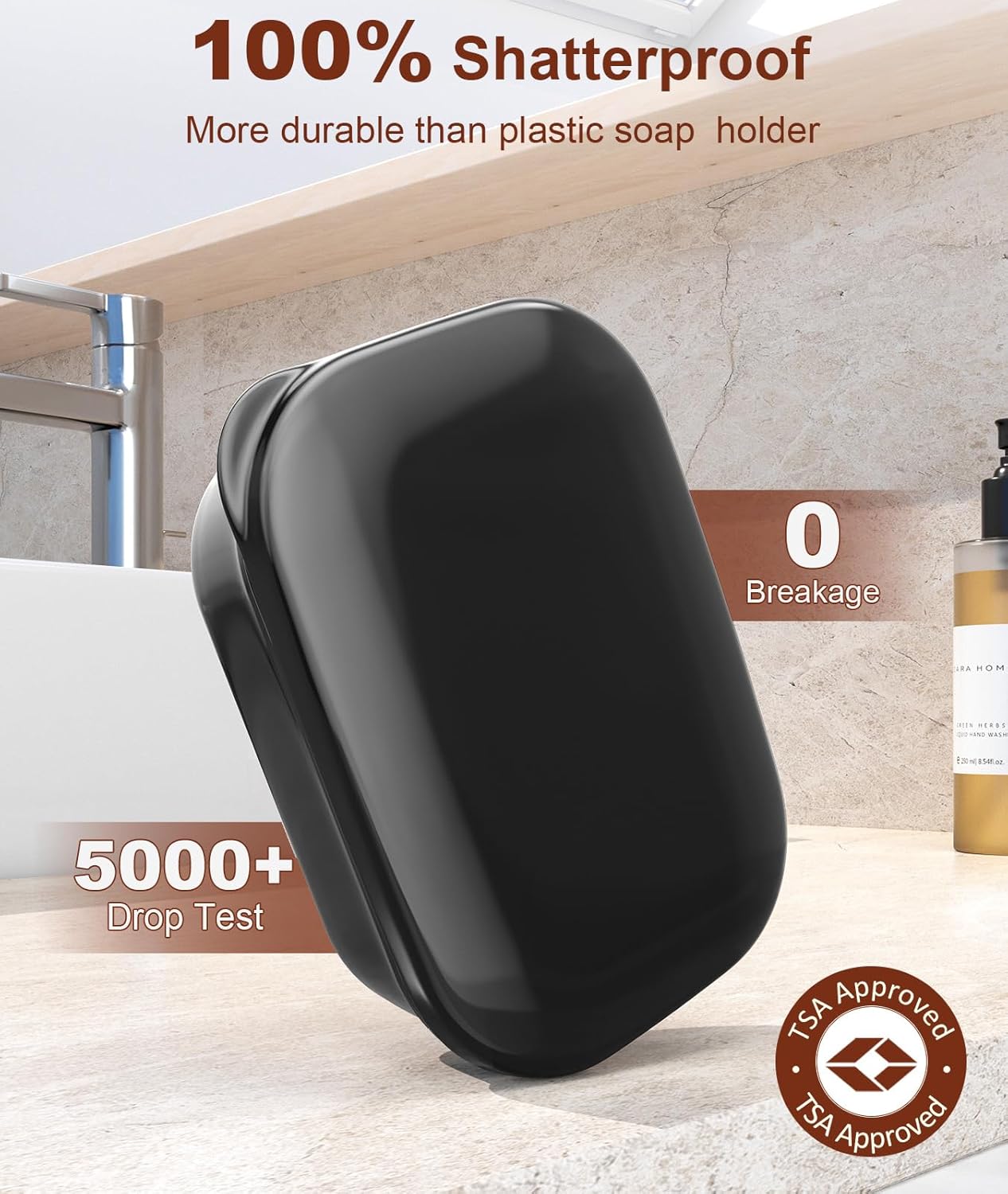 Leakproof Soap Holder 1 Pack, Travel Soap Container with Lid, Travel Size Toiletries, Portable Bar Soap Holder, Soap Box, Soap Dish for Traveling, Camping, Gym, Bathroom, Black