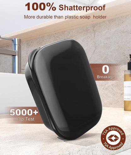 Leakproof Soap Holder 1 Pack, Travel Soap Container with Lid, Travel Size Toiletries, Portable Bar Soap Holder, Soap Box, Soap Dish for Traveling, Camping, Gym, Bathroom, Black