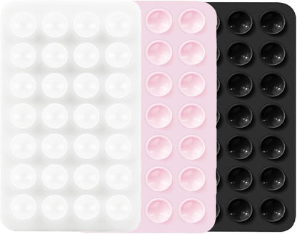 3 PCS Double Sided Phone Suction Pad,Sticky Phone Case for Wall ands-Free Fidget Toy Mirror Shower,Suction Cup Holder for Car Mobile Power Supplies (Black White Pink)