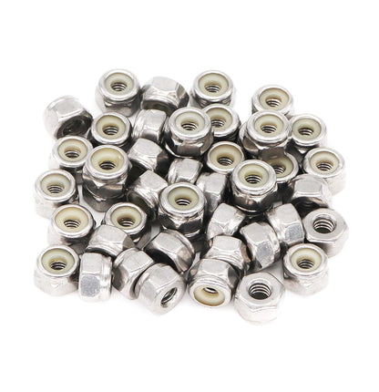 50pcs 1/4-20 Inch Nylon Inserted Self Locking Nuts - 304 Stainless Steel, 1/4" Nylock Nuts for Furniture, Tools, Handle