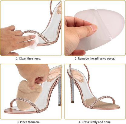 4 Pairs Forefoot Cushion Inserts for Women Shoes,Non-Sliding Insole Pads for Open Toe Heel Pads Inserts for Too Big Shoe,No Slip Heel Grips Liners Pads for Loose Shoe,Ball of Foot Cushions