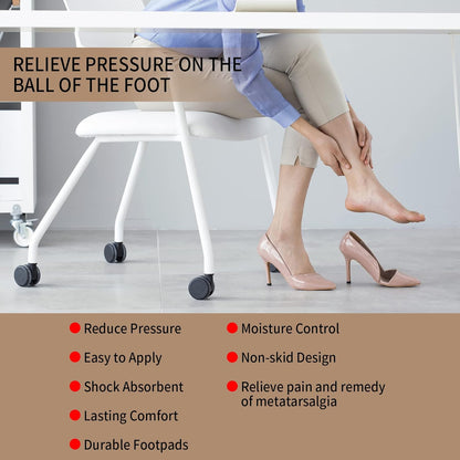 4 Pairs Forefoot Cushion Inserts for Women Shoes,Non-Sliding Insole Pads for Open Toe Heel Pads Inserts for Too Big Shoe,No Slip Heel Grips Liners Pads for Loose Shoe,Ball of Foot Cushions