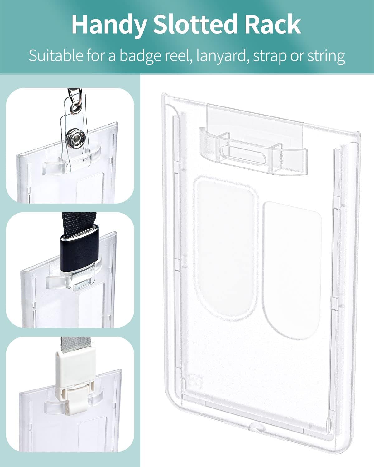 5 Pack Vertical 2-Card Badge Holder Hard Frosted Plastic Case with Thumb Slots Card Protector Pouch with UV Protection for Offices Schools IDs Credit Cards Driver’s Licenses and Passes