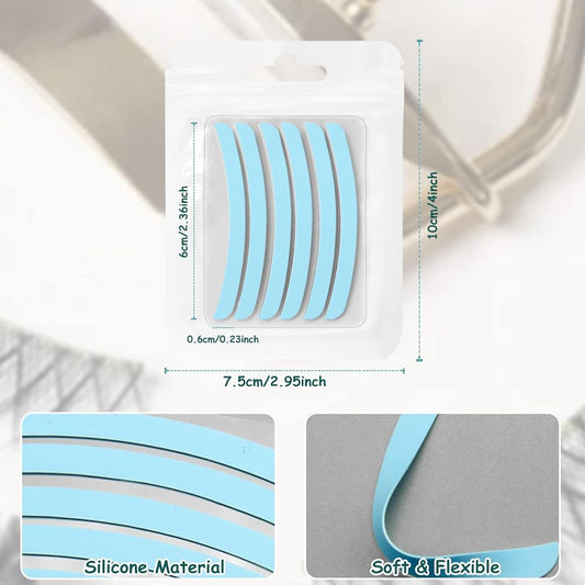 Blue silicone lash lift pads ribbon strip on a blister card