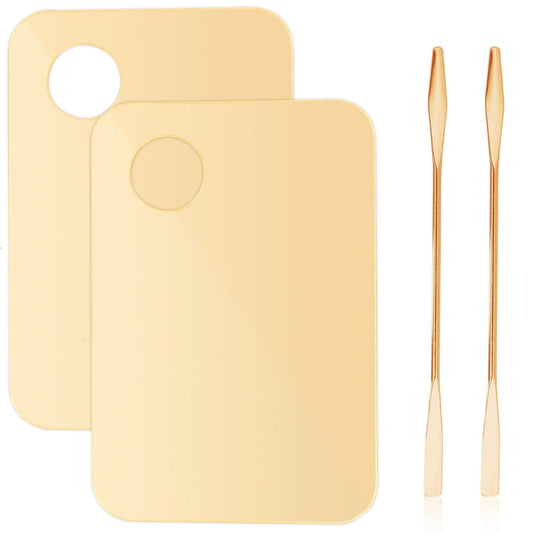 2-piece acrylic makeup mixing palette set, light beige trays with round holes