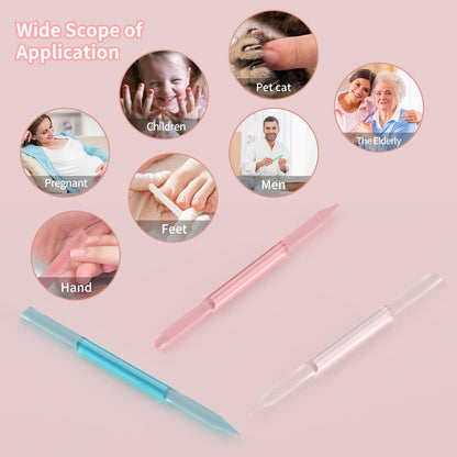 3 Pcs Glass Cuticle Pusher Nail File Cuticle Manicure Stick Remover Cuticle Tool Set Double Sided Crystal Glass with Grit Cuticle Care Stick for Women Girls Nail Salons Homes(Pink,Blue,Transparent)