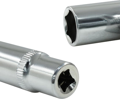 1/4-Inch Drive × 12mm Deep Shallow Socket, 6 Point Shallow Socket, Cr-V, Standard, Metric, 2Pcs