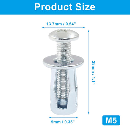 16 pcs Jack Nuts, Plain Carbon Steel Petal Expansion Insert Nuts for Thin Metal Hollow Wall Iron (M5 x 25)