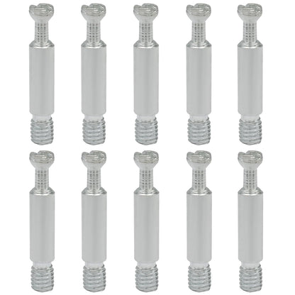 10 Pack 35mm Furniture Connecting Fittings, Thread Bolts Metal Dowels Connecters, Screws Fasteners for Cabinet Drawer/Wardrobe Furniture(Silver)