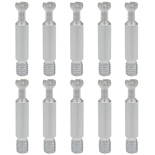 Silver metal furniture connecting bolts, 10 included fasteners