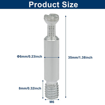 10 Pack 35mm Furniture Connecting Fittings, Thread Bolts Metal Dowels Connecters, Screws Fasteners for Cabinet Drawer/Wardrobe Furniture(Silver)