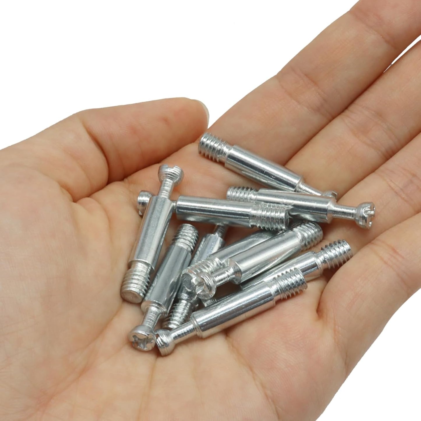 10 Pack 35mm Furniture Connecting Fittings, Thread Bolts Metal Dowels Connecters, Screws Fasteners for Cabinet Drawer/Wardrobe Furniture(Silver)