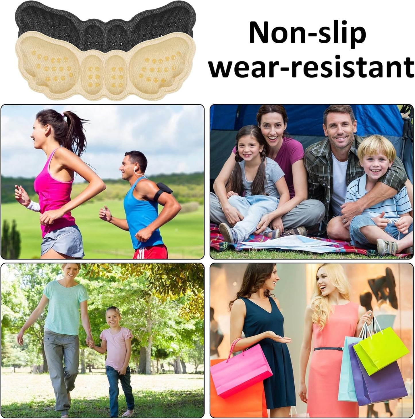 6 Pairs Heel Pads for Shoes, Soft Heel Grips Cushion Comfortable Heels Pads Cushion Protectors Inserts for Men Women Pain Relief, Improved Fit Loose Shoes, Comfort Protectors (Black, Beige)