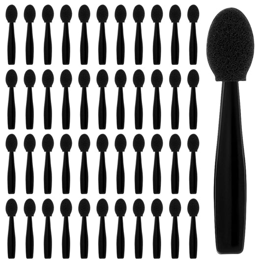 Set of black sponge makeup applicator sticks with short handles and rounded tips