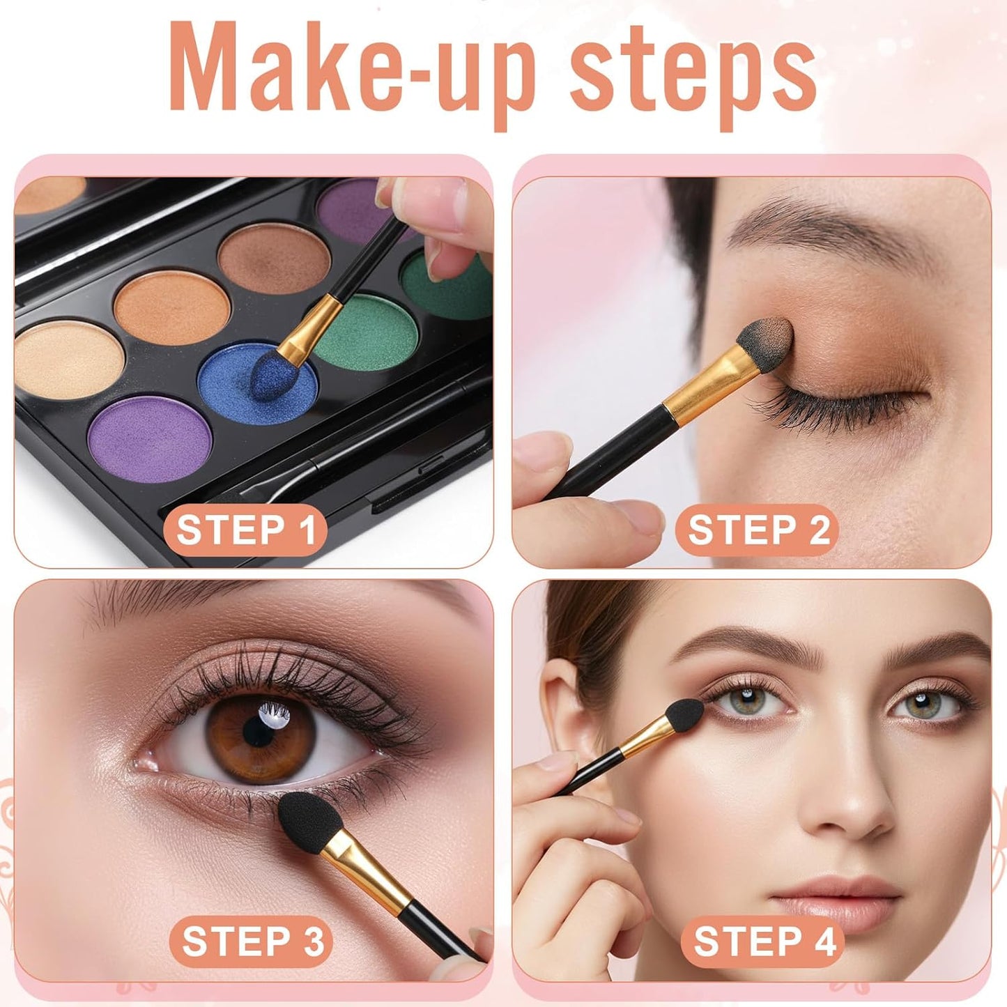 30 Pcs Eyeshadow Applicators Sponge Disposable Dual Sides Eye Shadow Applicators 2 Styles Eye Shadow Applicator Sticks Eyeshadow Brush Makeup Applicator for Women Cosmetic Tool (Black Gold)