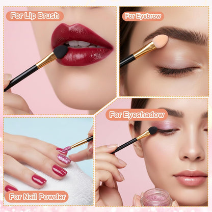 30 Pcs Eyeshadow Applicators Sponge Disposable Dual Sides Eye Shadow Applicators 2 Styles Eye Shadow Applicator Sticks Eyeshadow Brush Makeup Applicator for Women Cosmetic Tool (Black Gold)