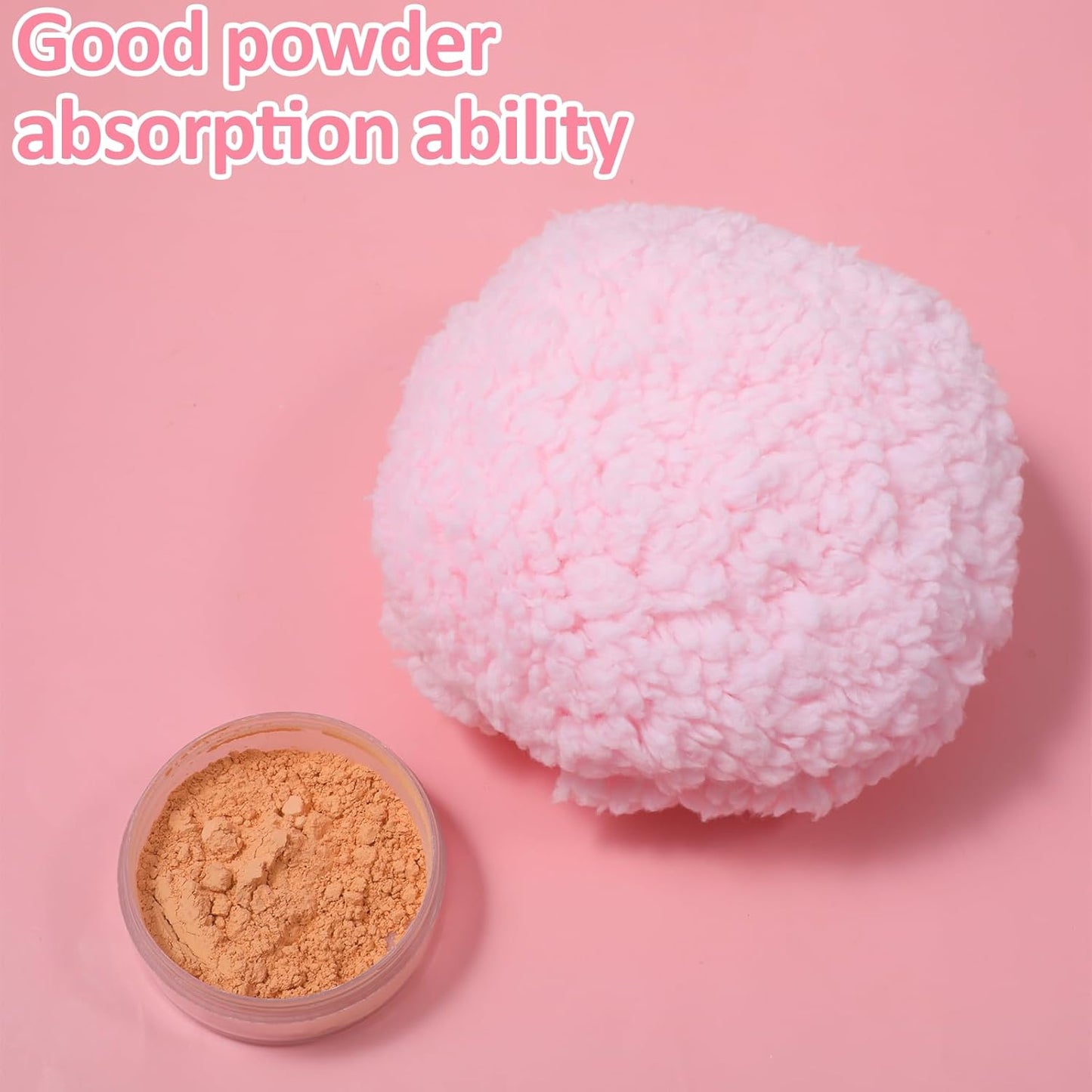 Body Powder Puff, 6 "x 3" Extra Large Ultra Soft Fluffy Sponge Plush Big Powder Applicator Pink Washable Reusable Durable Round Face Body Makeup Puff for Women (Pink)