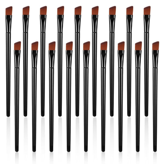 Eyebrow tint brush set with black handles and angled orange bristles, 10-pack view