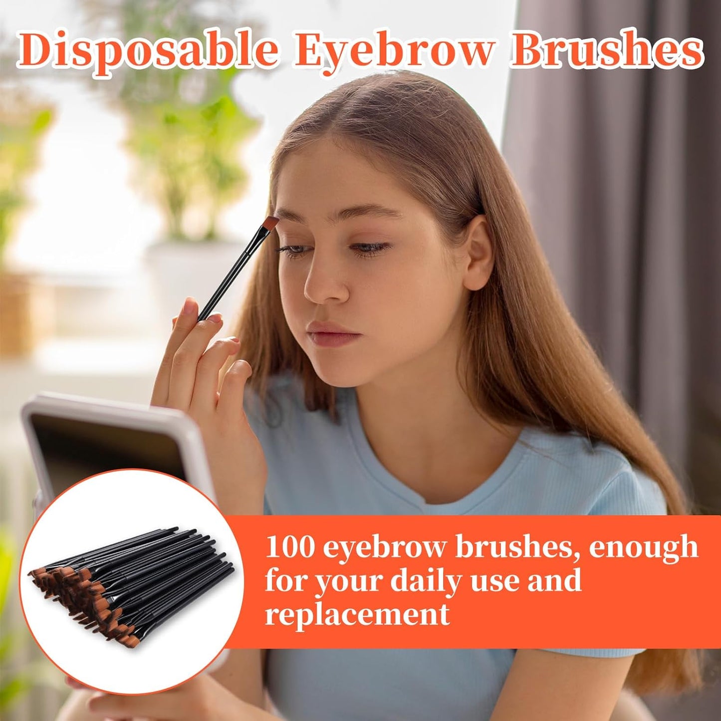 100 PCS Eyebrow Tint Brush, Eyeliner Brush Set Black Eyeliner Brushes Fine Angled Ultra Thin Angled Eyeliners Brushes