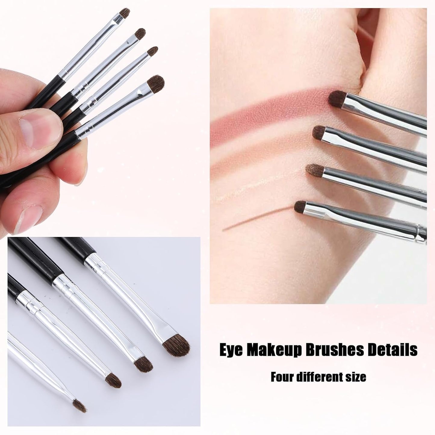 4 Pcs Eye Makeup Brushes Mini Smudge Brush for Eyeliner Concealer Brush Eyeshadow Eyeliner Brushes for Gel Cream Liquid Concealer Highlighting Eye Liner