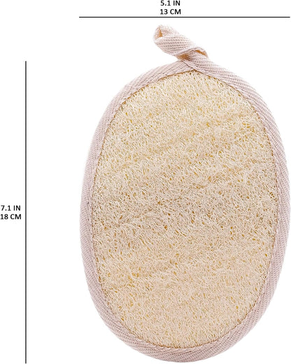 Natural Loofah Exfoliating Body Scrubber - 2 Pcs Bath Shower Exfoliator Sponge Pads for Women Egyption Loofah for Hand, Face and Body (7.1 * 5.1 in).