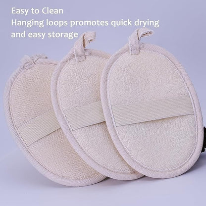 Natural Loofah Exfoliating Body Scrubber - 2 Pcs Bath Shower Exfoliator Sponge Pads for Women Egyption Loofah for Hand, Face and Body (7.1 * 5.1 in).