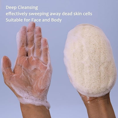 Natural Loofah Exfoliating Body Scrubber - 2 Pcs Bath Shower Exfoliator Sponge Pads for Women Egyption Loofah for Hand, Face and Body (7.1 * 5.1 in).