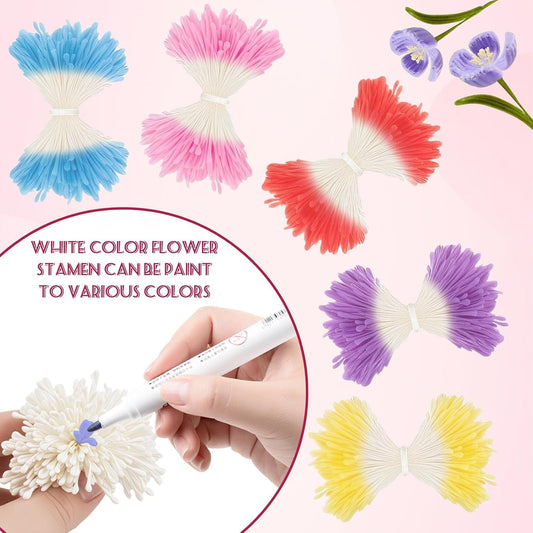 Mixed-color double-headed flower stamens and pistils, paintable set
