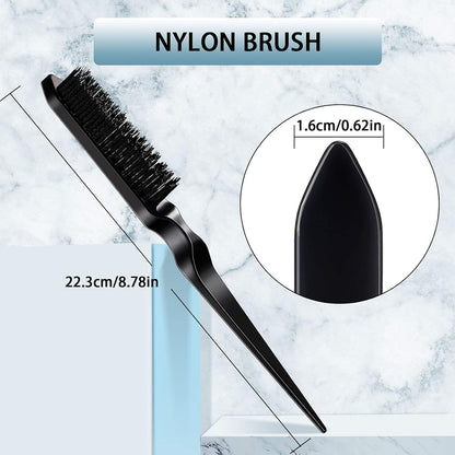 3 Pcs Slick Back Hair Brush Set Bristle Brush Edge Control Teasing Comb for Women Black Hair(Black)