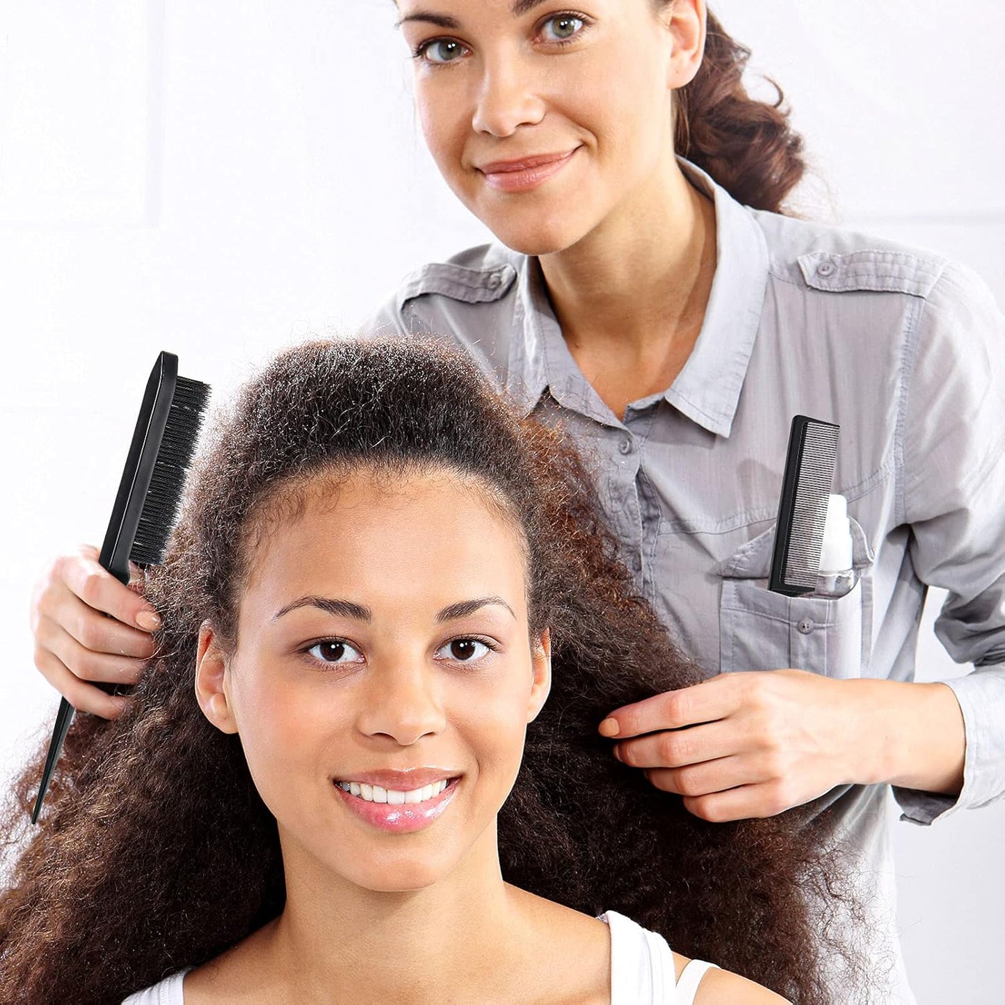 3 Pcs Slick Back Hair Brush Set Bristle Brush Edge Control Teasing Comb for Women Black Hair(Black)