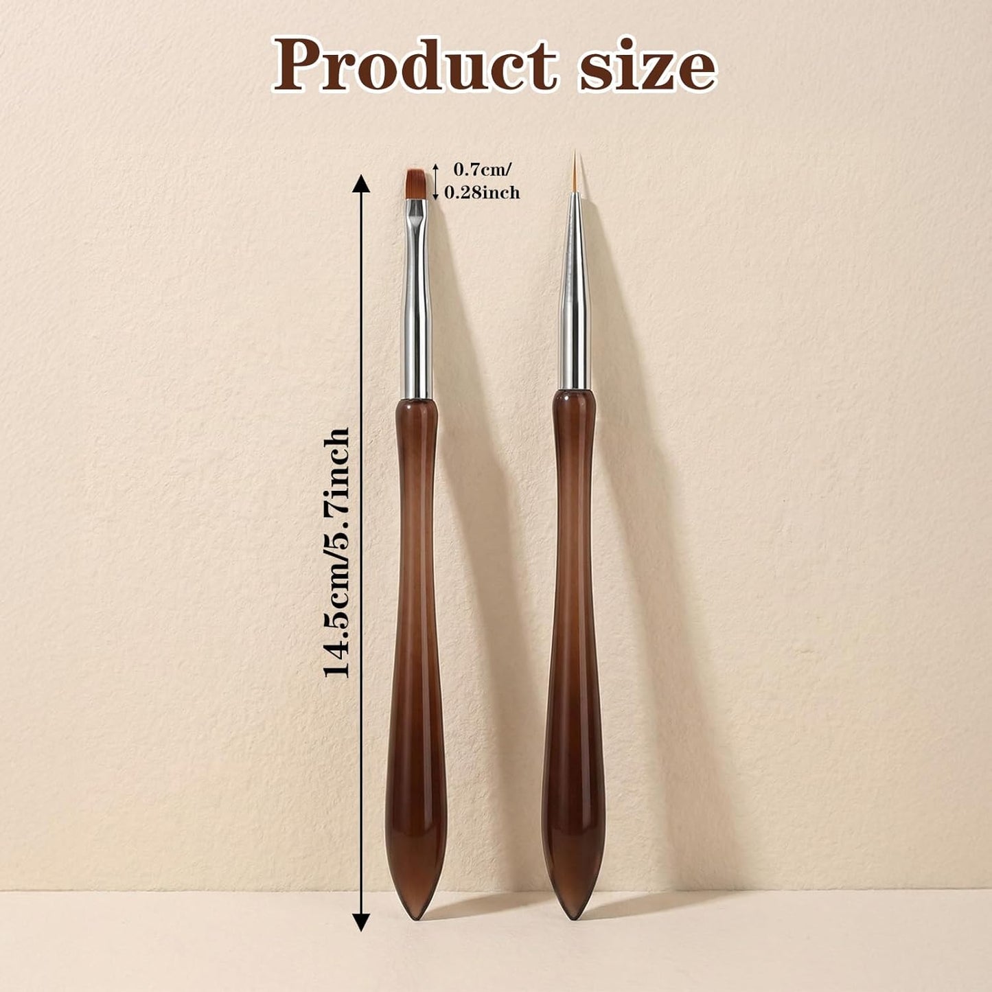 2Pcs Hard Gel Brushes for Nails,Flat Gel Nail Brushes Versatile Nail Design Brush for Petals,Leaves,Flowers Nails Design Tool for DIY Salon